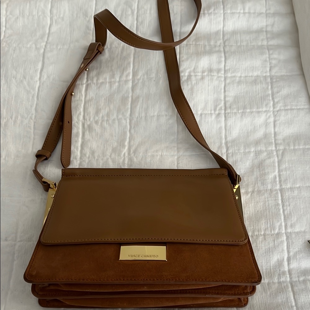Vince Camuto Brown Crossbody Bag with Gold Hardware